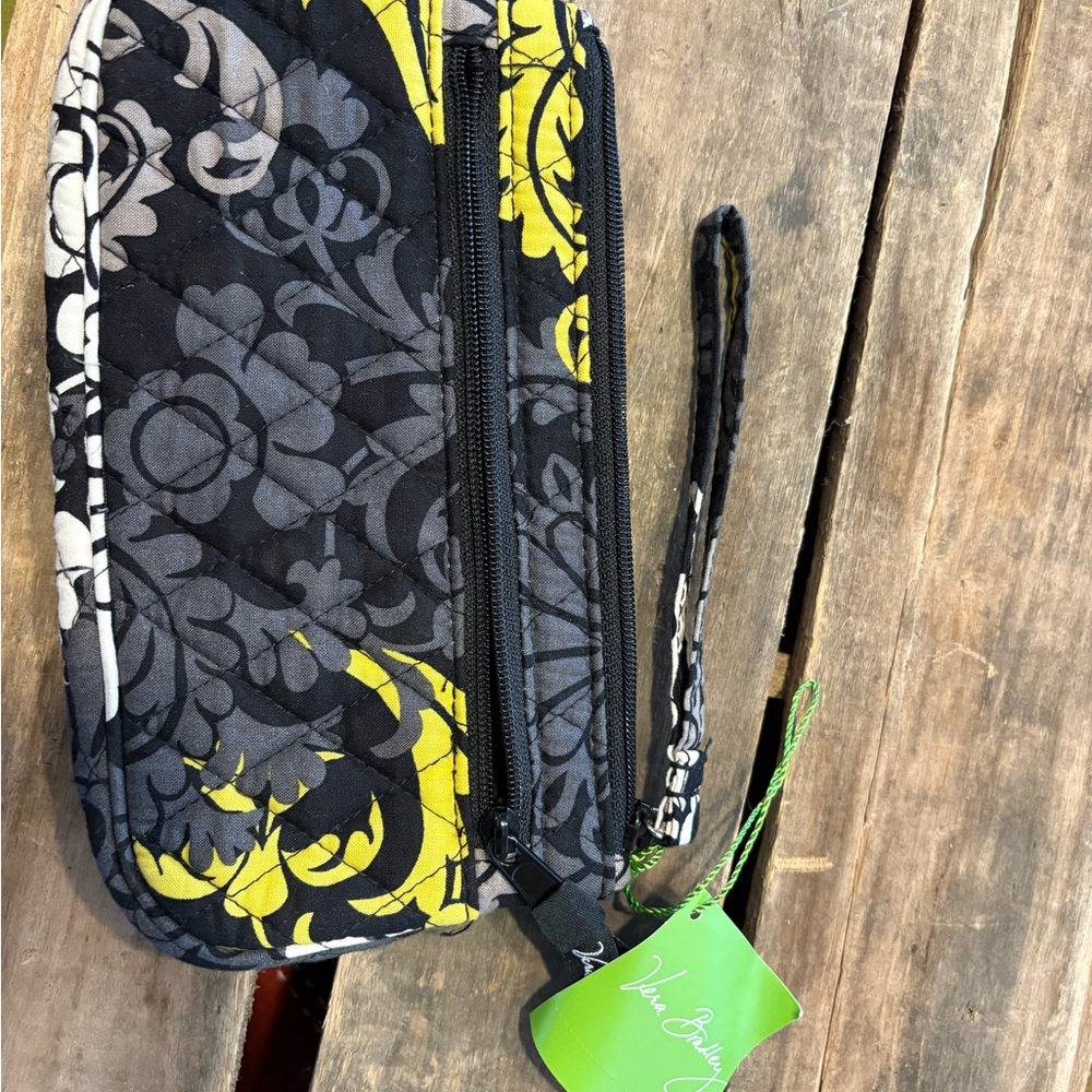 Vera Bradley Black and Yellow Floral Wristlet